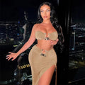 Summer Sexy Fashion Party Split Two Piece Dress Sets Elegant Women Strapless Top And Skirts Outfits Matching Sets Clothes