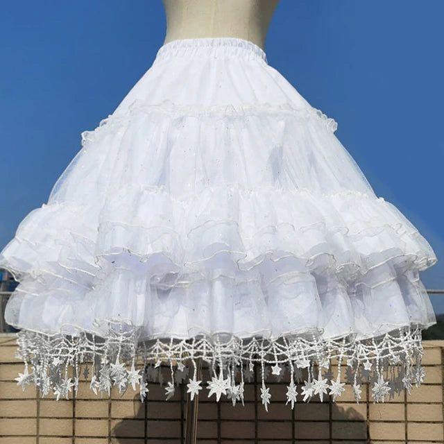 Women Star Lolita Skirt Gorgeous Fish Bone Support Adjustable Daily Violence Carmen Support Mid-length Lolita Fluffy Under skirt