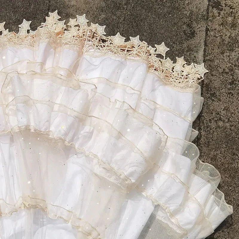 Women Star Lolita Skirt Gorgeous Fish Bone Support Adjustable Daily Violence Carmen Support Mid-length Lolita Fluffy Under skirt
